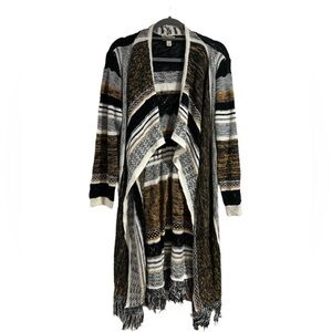 Long cardigan fringe hem long‎ sleeve sweater stretch crochet 1x soft